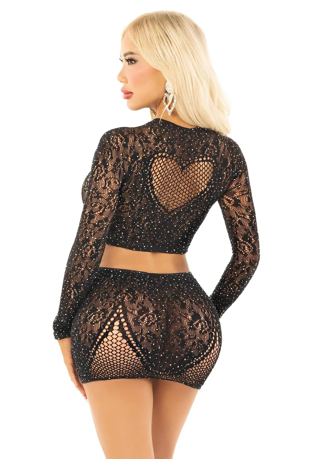Leg Avenue Rhinestone Crop Top and Mini Skirt Lingerie Set