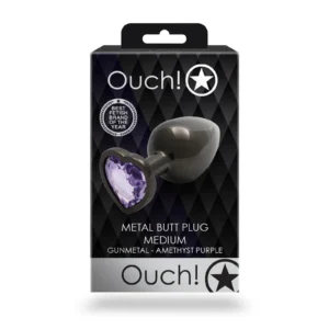 02-76aff13cd627.webp Ouch! Heart Gem Medium — Aluminum Anal Plug with Decorative Base