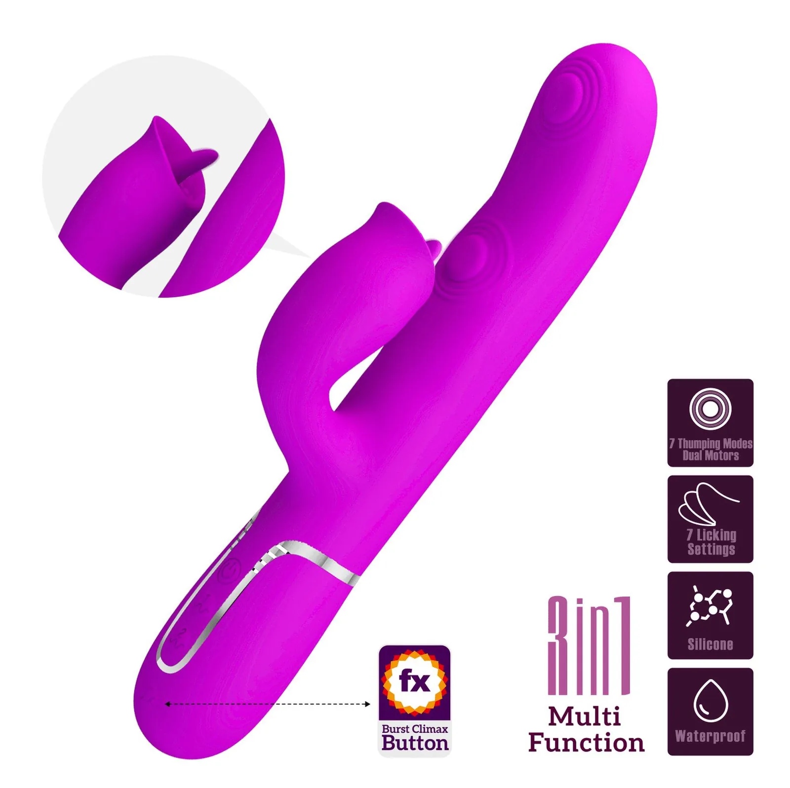 Pretty Love Gigi Purple — Rabbit Vibrator with 7 Vibration Modes and 7 Clitoral Stimulation Modes
