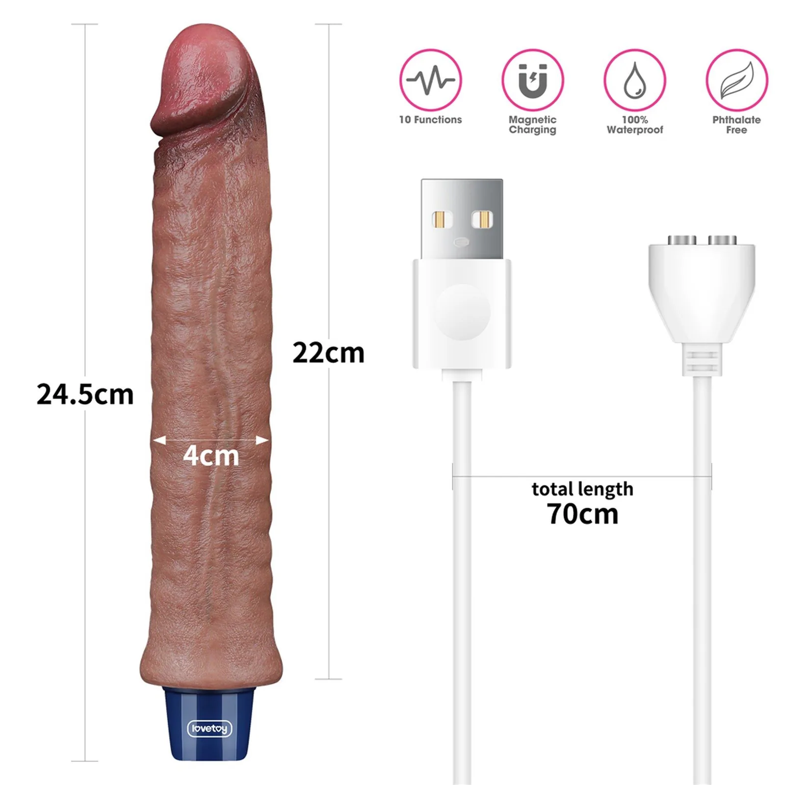 9.5 REAL SOFTEE Rechargeable Silicone Vibrating Dildo - Image 3