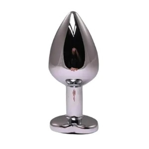 02-8b8ec39c0321.webp Fantasy Silver — Medium-Sized Metal Anal Plug in Heart Shape with Black Crystal