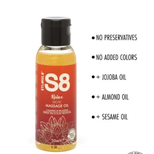 Stimul8 S8 Relax massage oil with green tea and lilac blossoms, 50 ml