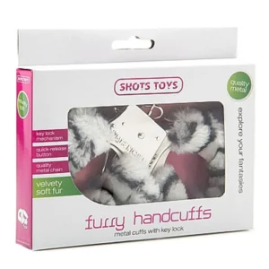 ShotsToys Furry Handcuffs Zebra — Faux Fur Wrist Cuffs