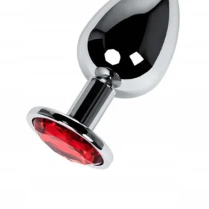 Metal by TOYFA Silver — anal plug with round red stone
