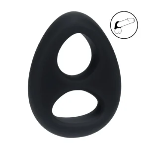 Levelz by Shots Double Liquid silicone cock and ball ring, black