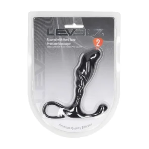02-a2d9d97c35cf.webp Levelz Rippled M — silicone prostate massager with rigid loop, black