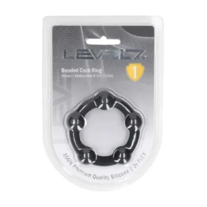 Levelz by Shots Beaded Silicone Cock Ring, Black, 35 mm Diameter