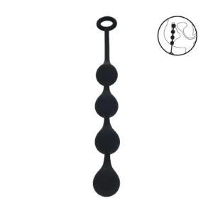 Levelz by Shots Waterdrop — silicone anal beads, size M, 30 mm diameter, black