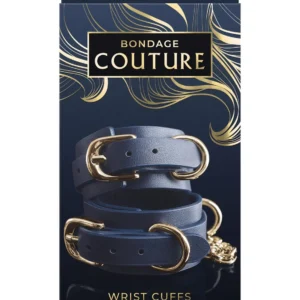 NS Novelties Bondage Couture Blue — Leather-Look Wrist Cuff