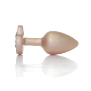 B - Series HeavyFun Pearl Gold Heart PLUG Clear S — stainless steel anal plug