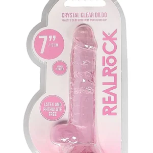 RealRock Crystal Clear Realistic Dildo with Scrotum, Pink