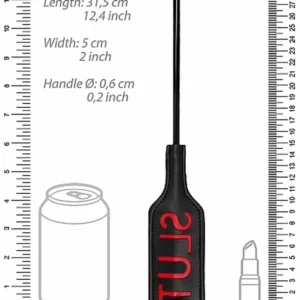 Ouch! Crop SLUT Small — Black Faux Leather Flogger