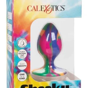 CalExotics Cheeky Medium Tie-Dye Silicone Anal Plug with Suction Cup