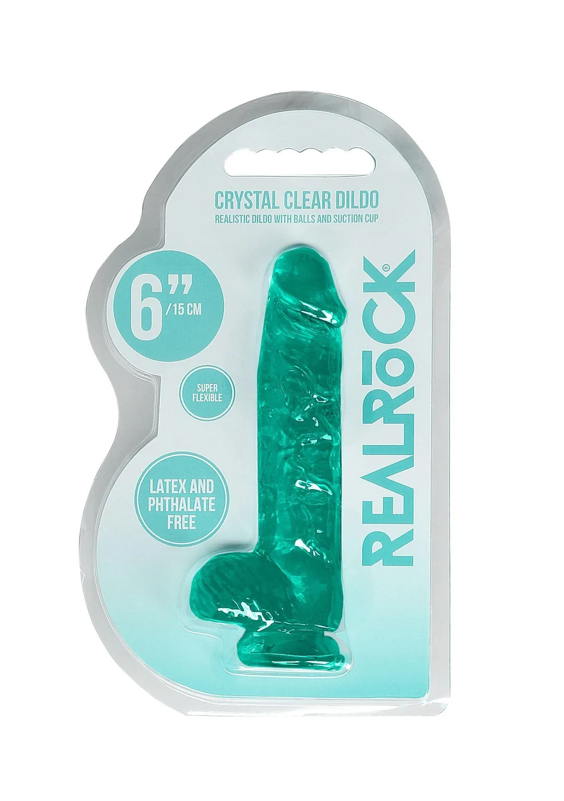 6"""" / 15 cm Realistic Dildo With Balls - Turquoise - Image 2