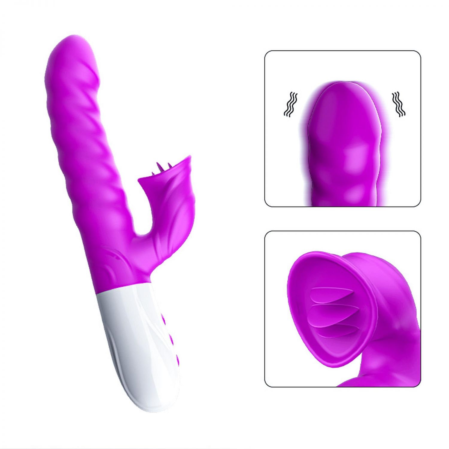 Silicone Vibrator, 7 Functions and Heating Mode, PURPLE