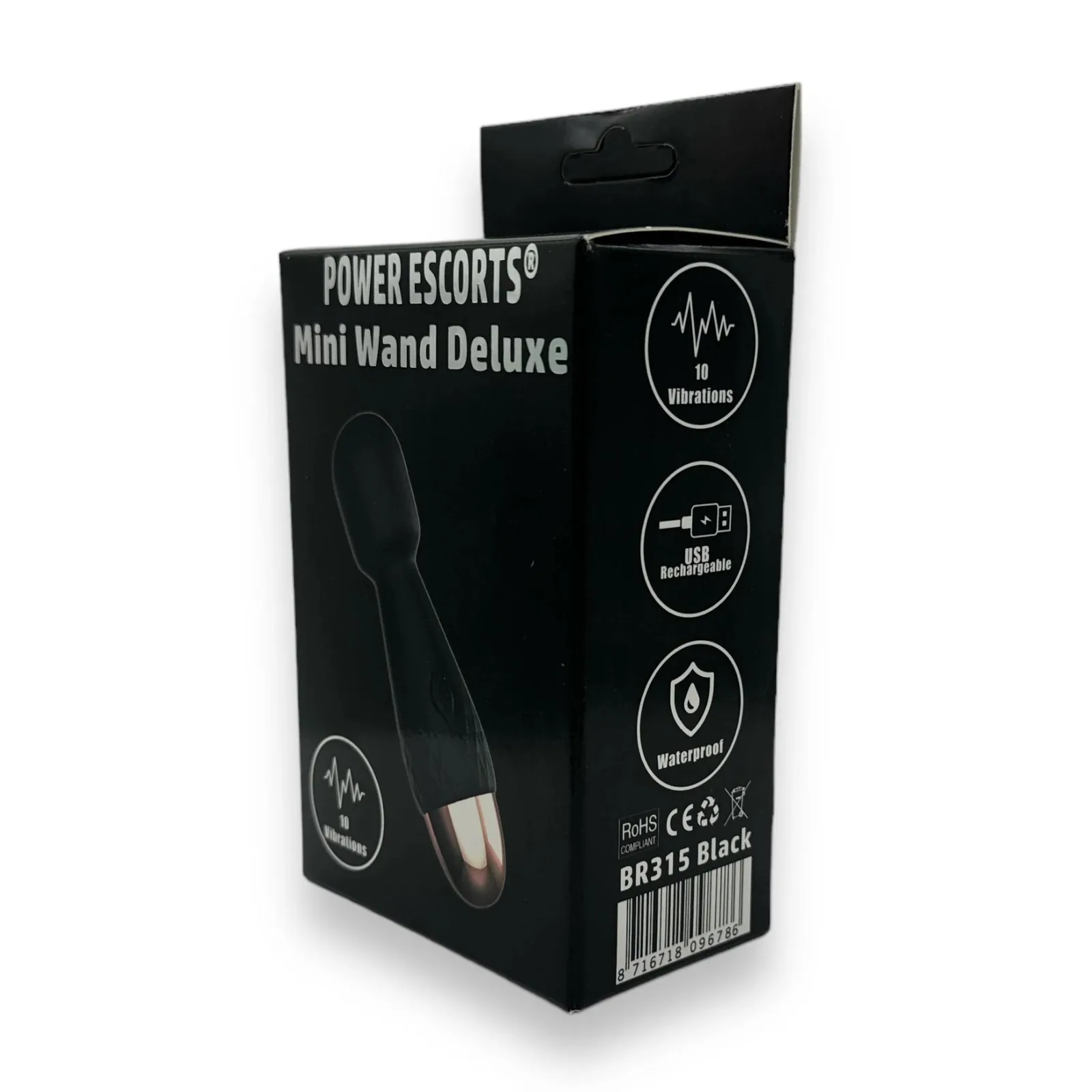 Power Escorts - Mini Wand De Luxe - Black - 11.6 cm / 4.5 inch Silicone Wand Massager - Image 3