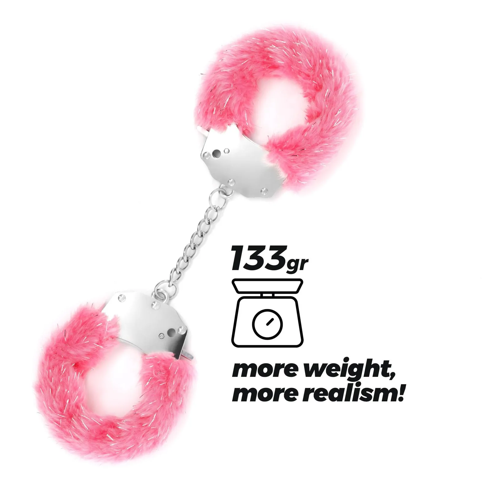 Crushious Spangle Metal Handcuffs with Plush in Pink - Image 3
