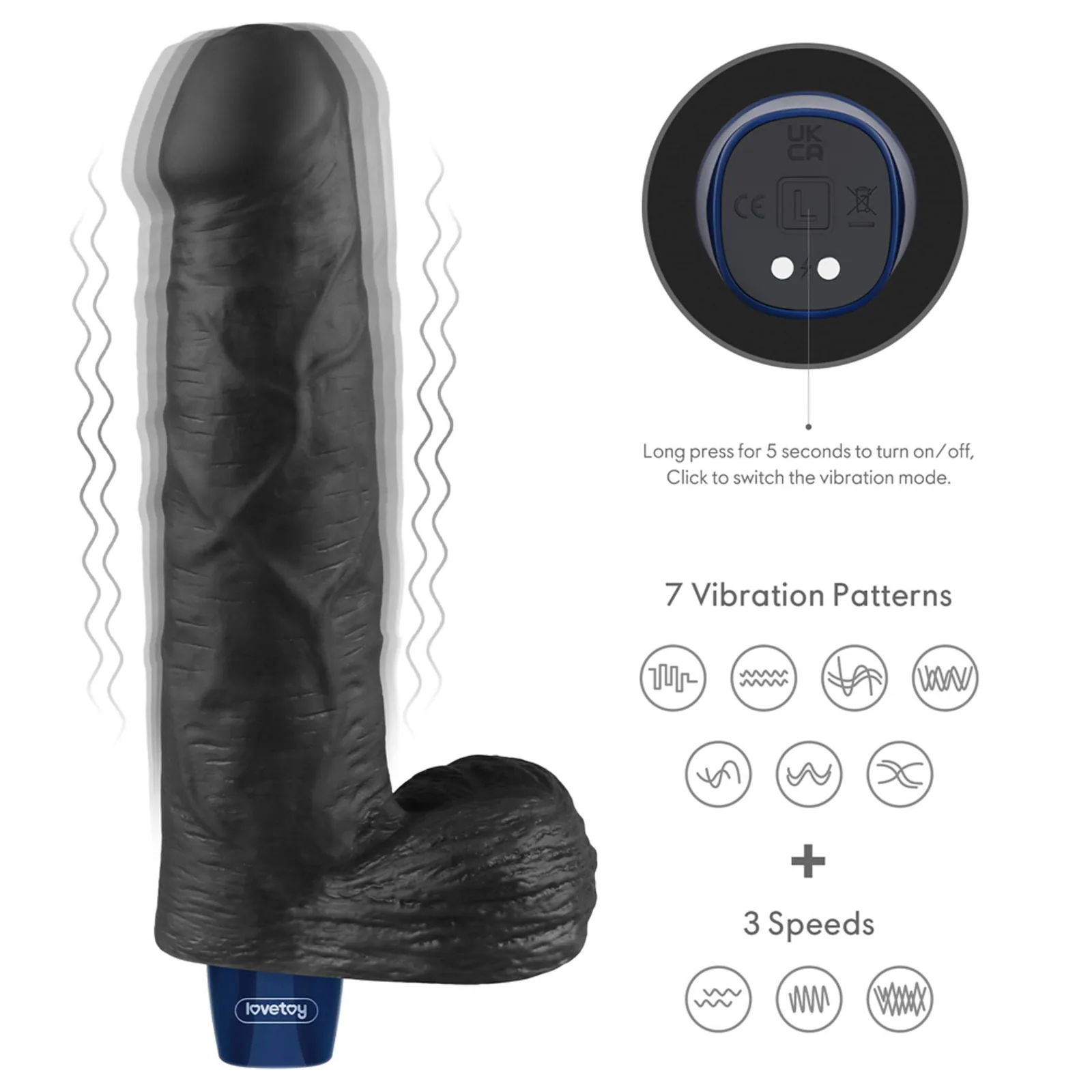 Lovetoy 9 Real Softee - Rechargeable TPE Vibrator, Black