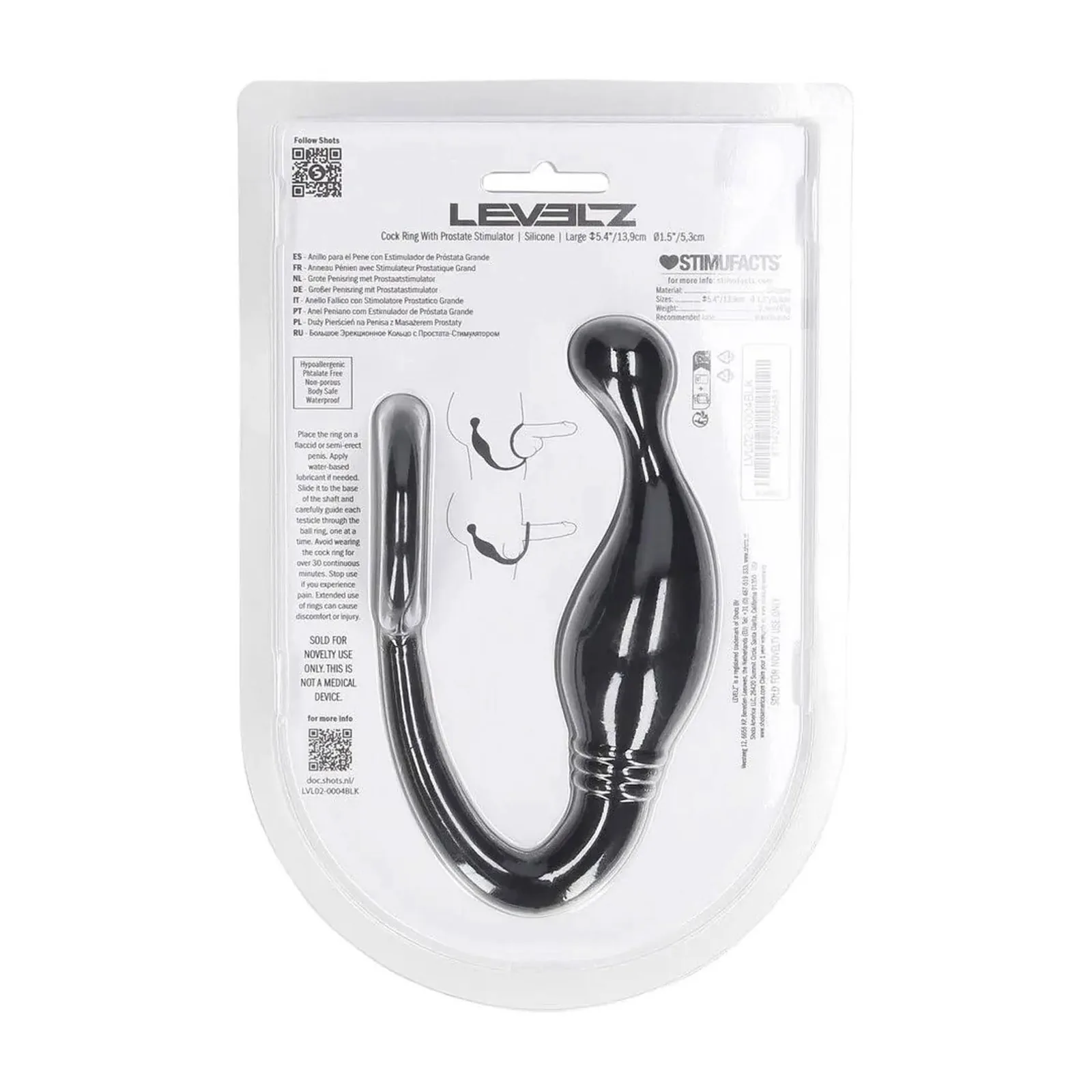 Silicone Cockring with Prostate Stimulator - L - Black - Image 3
