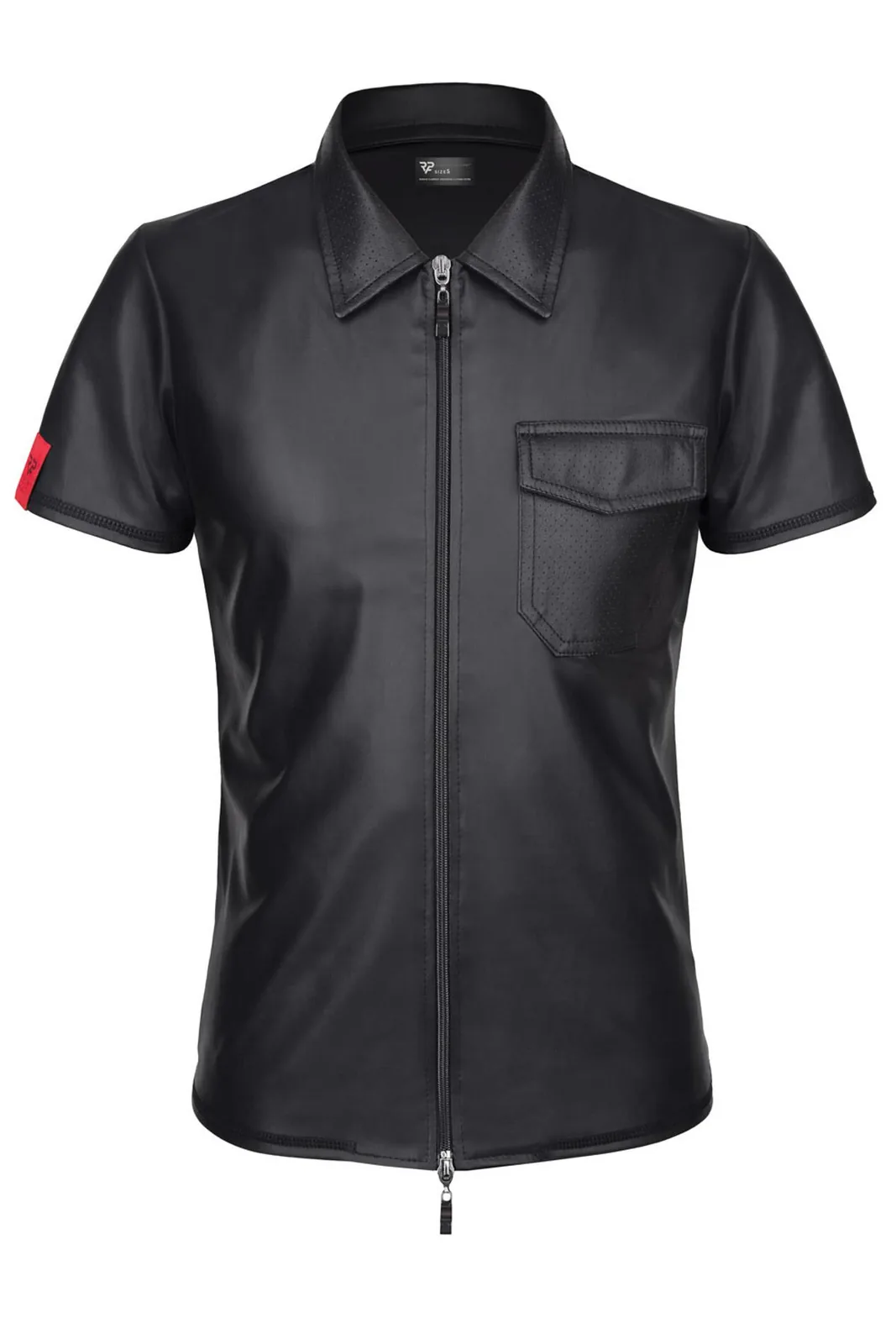 Regnes Fetish Planet RMEmilio001 — Black Wetlook Polo Shirt, Size 3XL