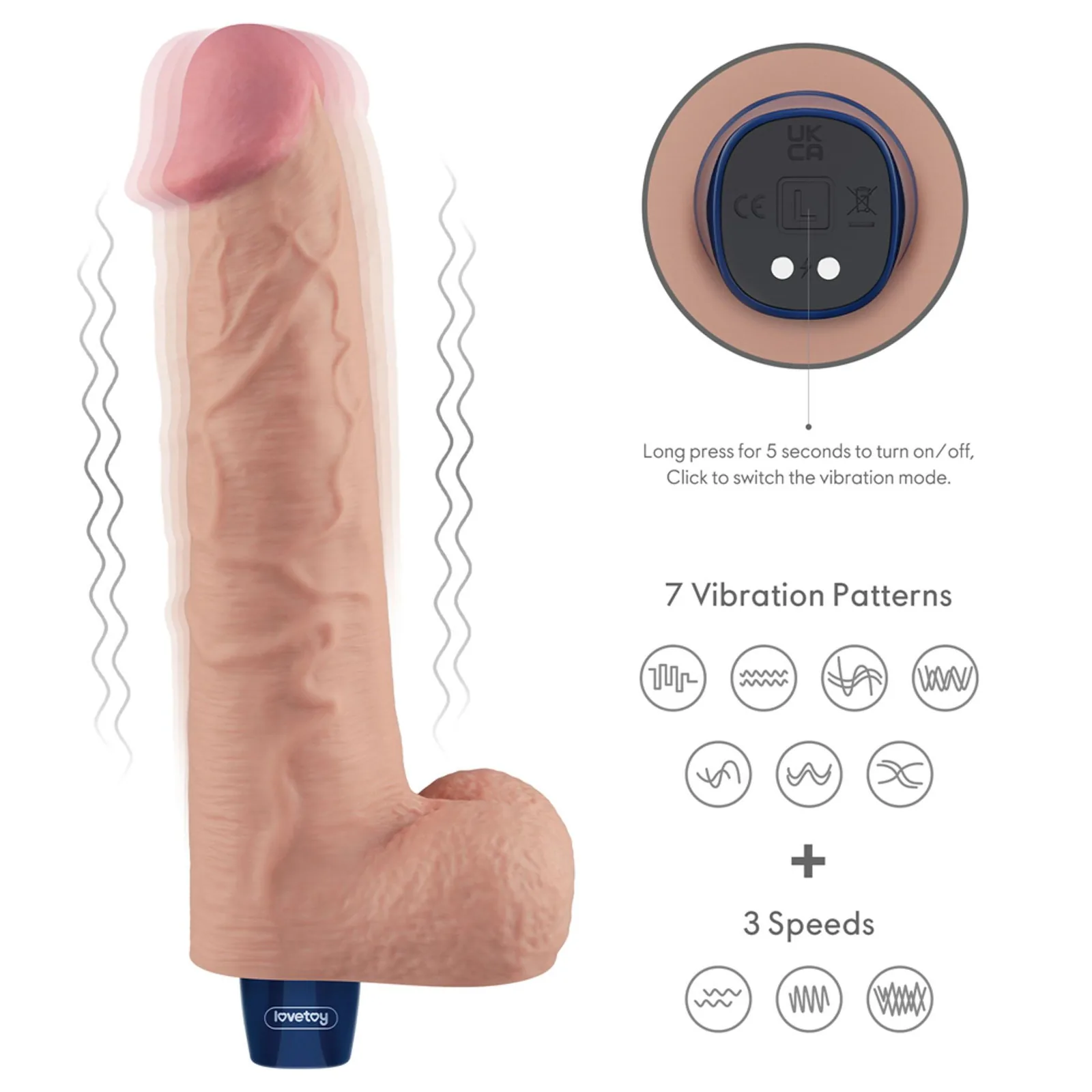 Lovetoy Real Softee 10.5 — TPE Vibrator, 10 Modes