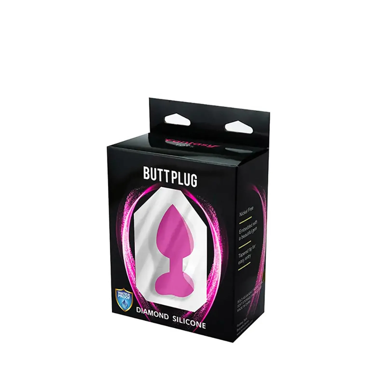 Pink Small Heart-Shaped Anal Plug with White Crystal - Image 3