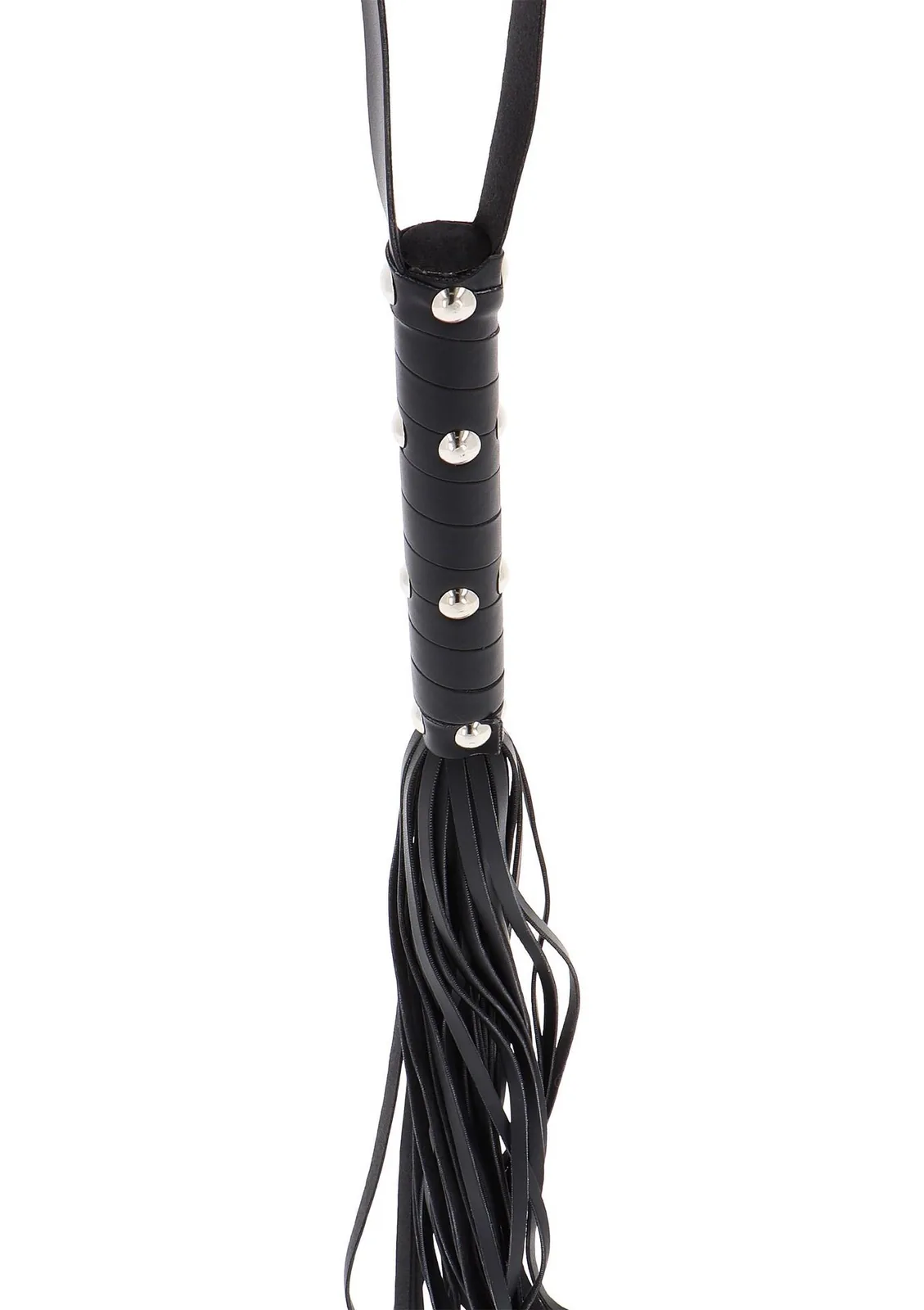 Long Studded Flogger Whip Black - Image 3