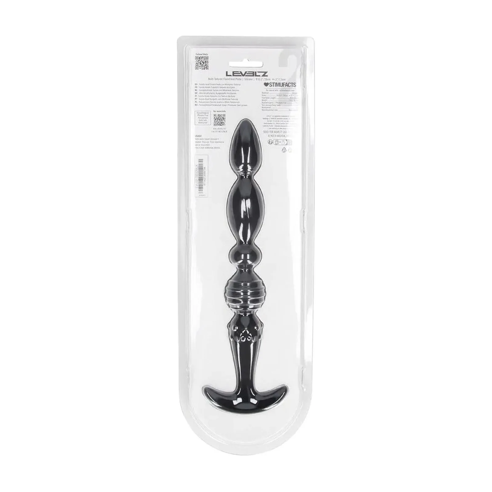 Multi Textured Silicone Flared Anal Probe - Black - Image 3