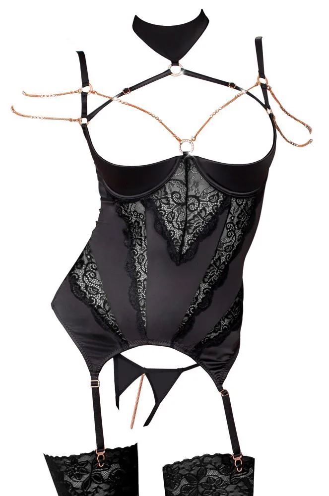 Abierta Fina Basque 85B/L — set with suspenders and detachable chains