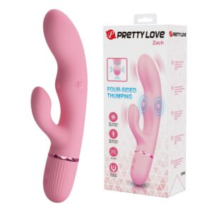 Pretty Love Zach BW-500106 — Four-Sided Rabbit Vibrator, Pink