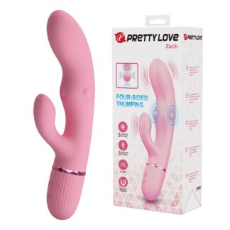 Pretty Love Zach Four-Sided Thumping Rabbit Vibrator – Pink