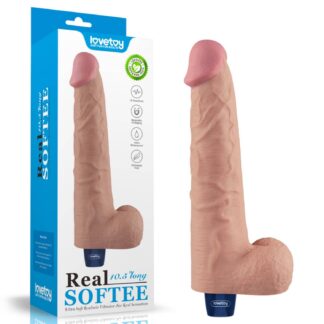 10.5 REAL SOFTEE Rechargeable TPE Vibrating Dildo (Flesh)