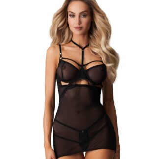 Obsessive Arrowel Black Corset S/M with Transparent Material