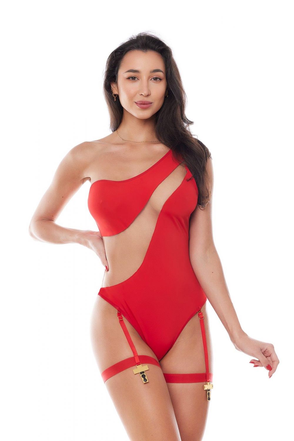 KORA One-Shoulder Bodysuit Red XXL/XXXL