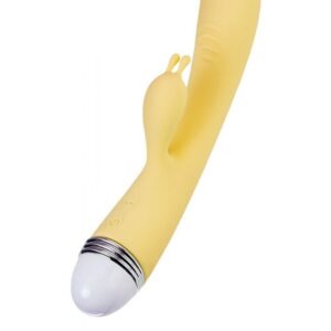 Vibrator with clitoral stimulator Flovetta by Toyfa Aster, silicone, yellow, 22 cm