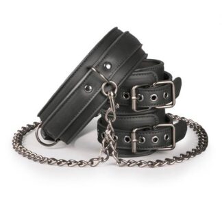 Leather Collar with Handcuffs