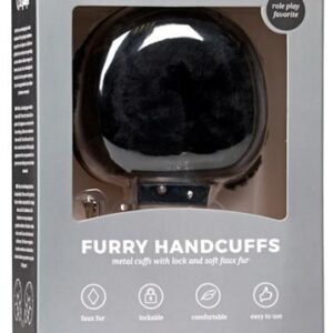 EasyToys Furry Handcuffs - Black Plush Style