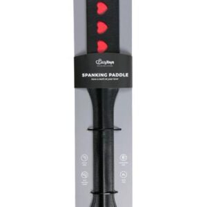 EasyToys Long Leather Paddle With Heart – Black Leather Paddle with Heart Cutouts