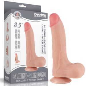 Lovetoy 8.5" Sliding Skin Dual Layer Dong Flesh — Realistic Suction Cup Dildo