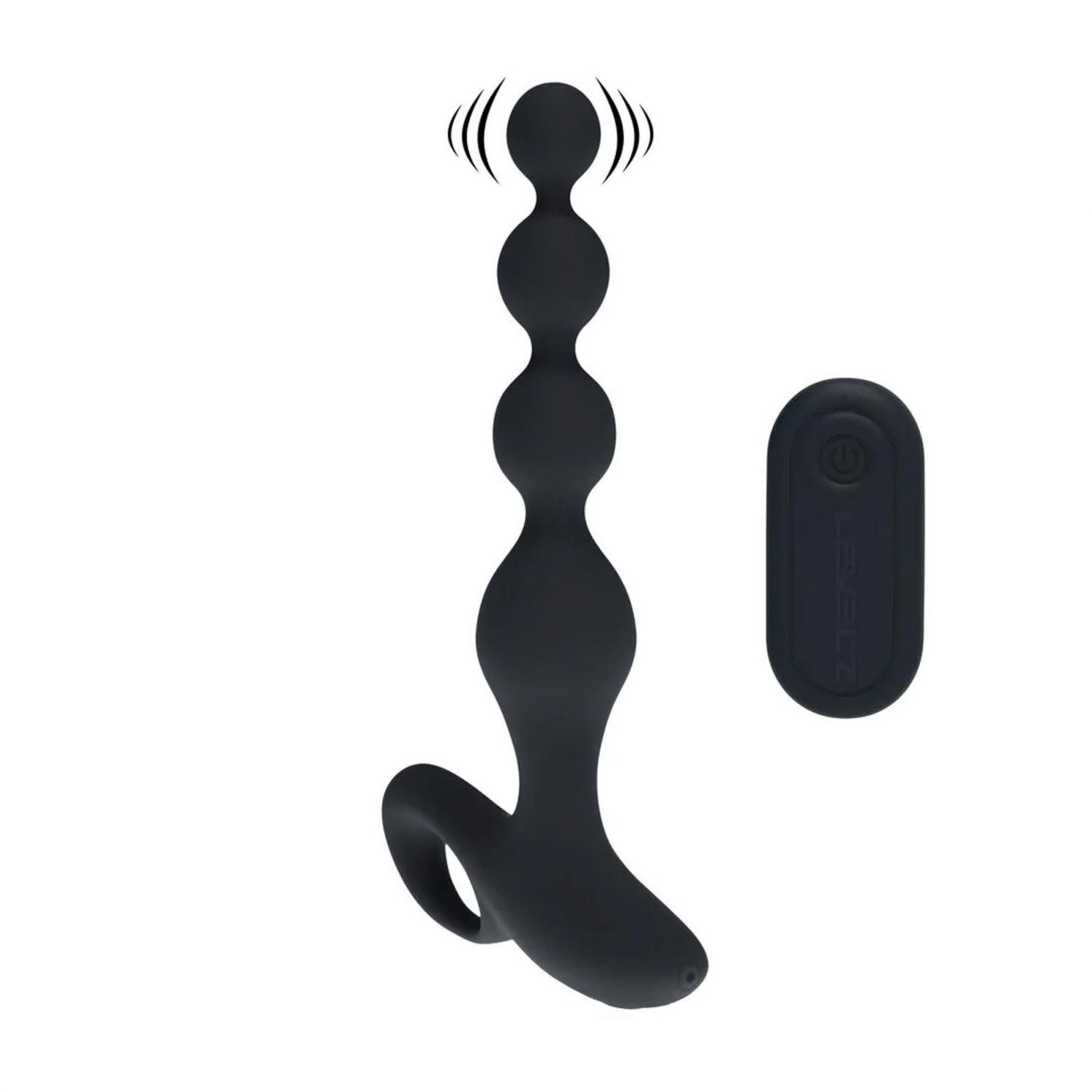 Levelz Remote Control Beaded Vibrating Silicone Anal Plug — Black