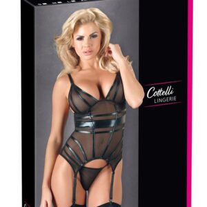 Cottelli LINGERIE Cami Suspender M — Sheer Camisole with Suspenders and Thong