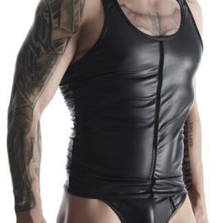 Men's wetlook sleeveless t-shirt with elastic front strap XL