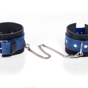 Whips Collection Crazy Horse Blue Big — Large Leather Cuffs