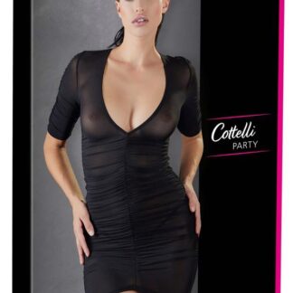 Dress Ruffles S Cottelli PARTY Mini Black V-Neck