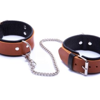 Cuffs-WHIPS men's ankle cuffs, cognac