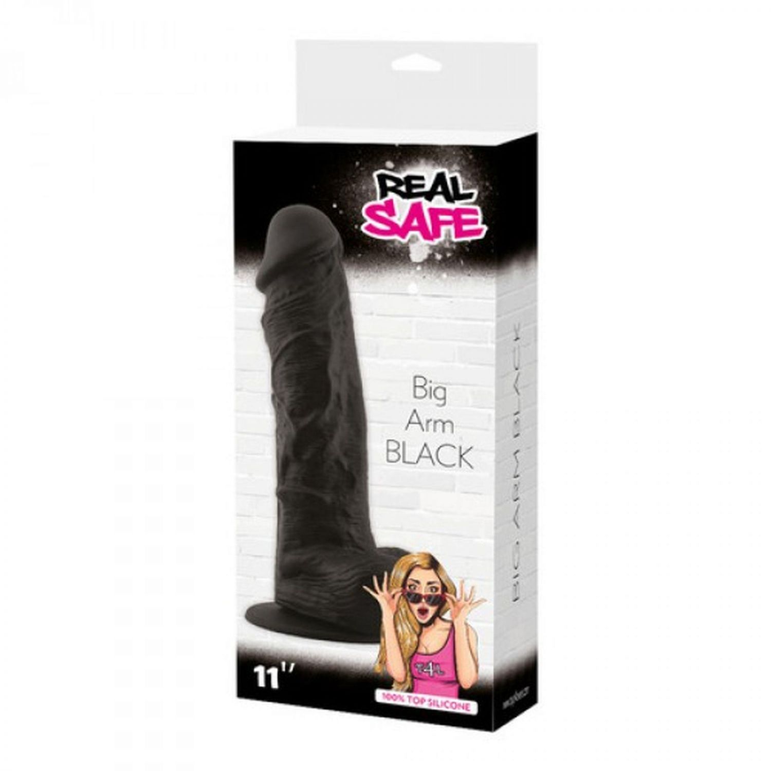 Real Safe Big Arm Black — realistic silicone dildo with suction cup