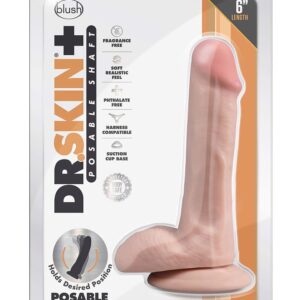Dr. Skin Plus 6 Inch Posable Dildo with Balls Vanilla