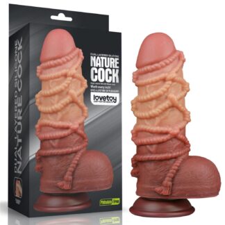 9.5'' Dual-Layered Platinum Silicone Cock with Rope