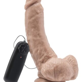 Dildo 8in. with Balls Vibrator Light skin tone