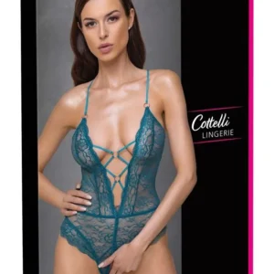 Cottelli LINGERIE Teal Body XL - Lace Bodysuit with Open Gusset